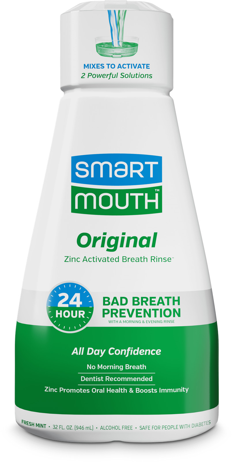 The Original Activated Dual-Solution Breath Rinse Mouthwash, Fresh Mint,32 fl oz