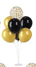 4 Set Black Gold Balloon Centerpieces for Table, Balloon Stand Kit