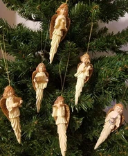 Set of 6 Resin Angels with Musical Instruments Icicle Christmas Ornaments
