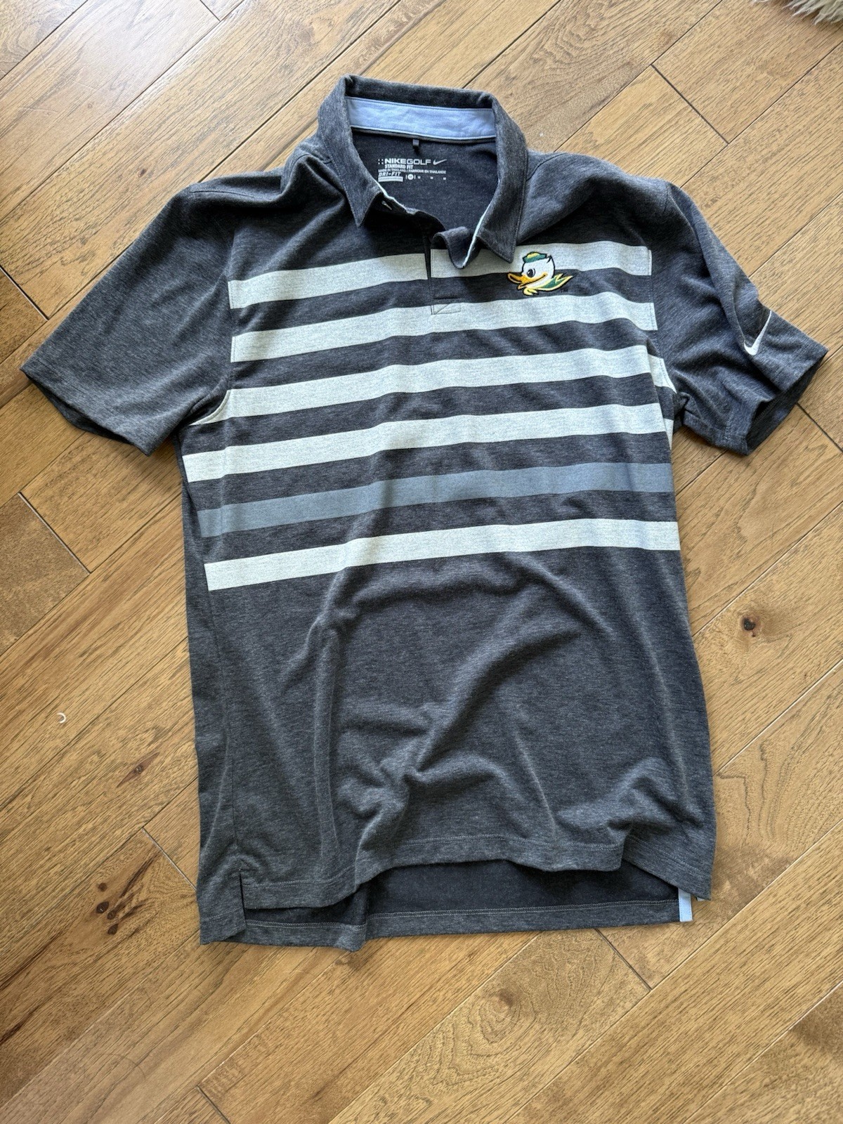 EUC - Oregon Ducks NIKE Striped Polo Shirt - On-Field Style - Men's Medium