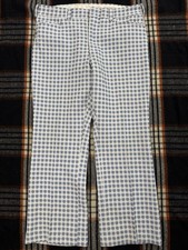 Vintage 60s Blue Houndstooth Pants Mens 38x31 Straight Leg Tweed Slacks Trousers