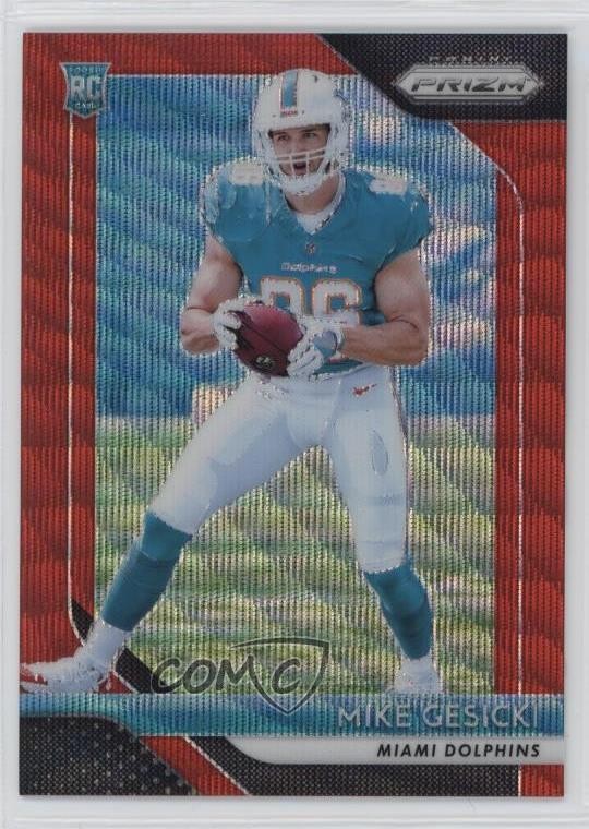 2018 Panini Prizm Rookie Red Wave Prizm 123/149 Mike Gesicki #216 0m89