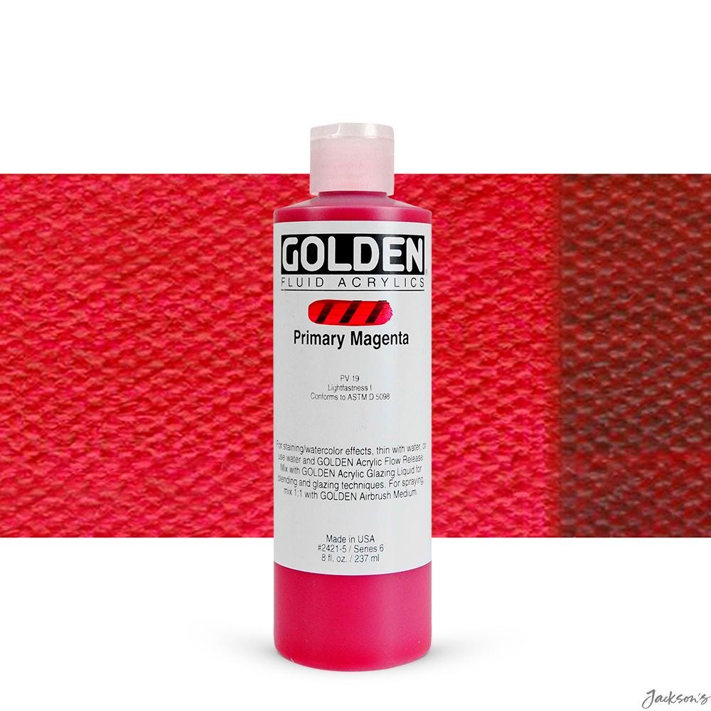 Golden Fluid Acrylic Paint Quinacridone 237ml Primary Magenta For Spraying Br...
