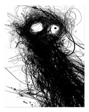 Abstract Ink Scribble Wall Art Poster - Modern Black & White Design