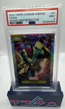 2024 Topps Chrome Marvel Spider Web Refractor Avengers’ Vision 186/399 PSA 9