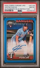 2024 Topps Chrome Update #ACJUF Justin Foscue Auto-Blue Refractor /150 RC PSA 8