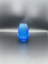 VTG Fenton Colonial Blue Cobalt Hobnail Glass Fairy Lamp Tea Light 2 pc 4 1/2”