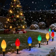 LED Christmas Pathway Lights Outdoor 2 Pack 7 Ft Jumbo Christmas Lights