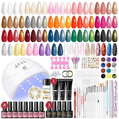 PEACECOLOR Gel Nail Polish Set with Lamp Starter Kit, 52Pcs Nail Kit 23 Colours