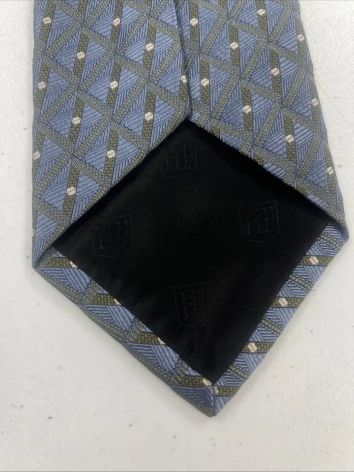 Hickey Freeman Men's Gray & Olive Green Argyle Silk Neck Tie $178 - Image 3 of 4