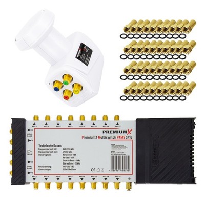PremiumX Sat-Multischalter 5-16 SAT Switch Satelliten Multiswitch Quattro LNB 4K