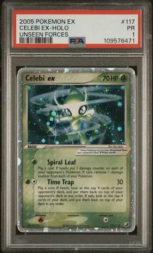 Pokémon TCG Celebi ex unseen forces holo secret rare 117 2005 PSA 1 low pop