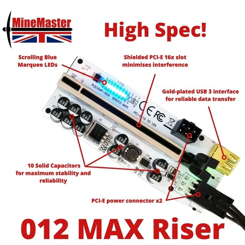 PCI-E 1x to 16x GPU Riser for Mining Crypto - New Version 012 MAX - UK Stock! - 第 2/8 張圖片