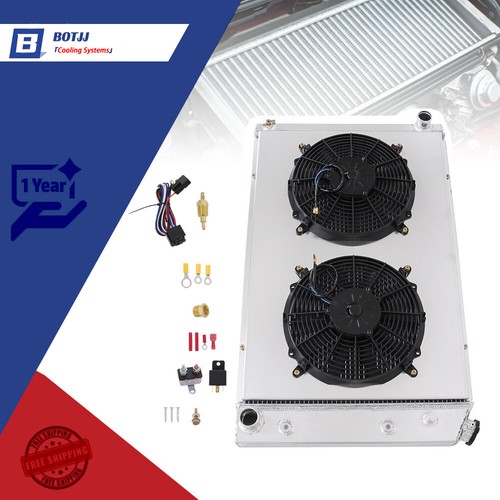 4 Row 56mm Aluminum Radiator+2*12” Shroud Fan For Chevrolet GMC 1981 ...