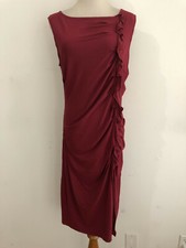 Ann Taylor Bateau Neck Sleeveless Knit Sheath Dress Garnet Red Size M