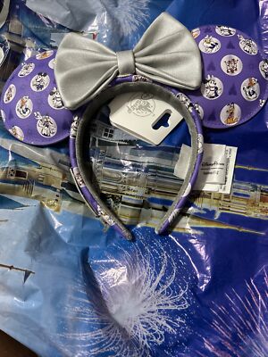2023 Disney 100th Loungefly Platinum Purple Mickey & Friends Ears Headband NEW! Purple Disney100 Ear Headband Featuring Mickey and Friends  main image 3