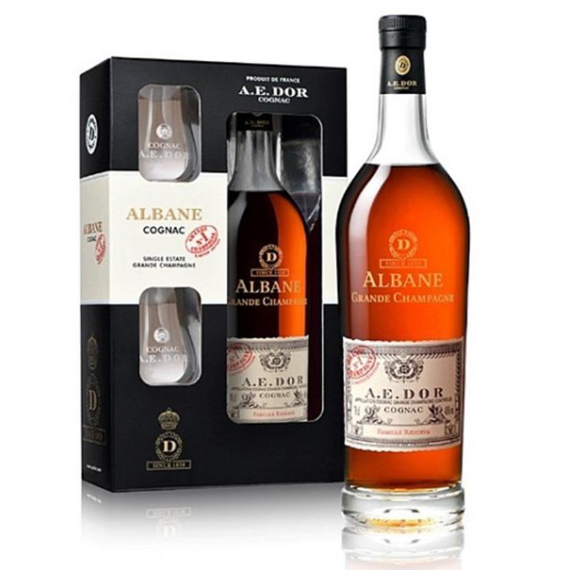 ALBANE COGNAC GRANDE CHAMPAGNE 70 CL CONFEZIONE CON 2 BICCHIERI