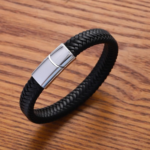 Fashion Men's Multi-Layer PU Leather Bracelet Magnetic Clasp Vintage Bangle - Bild 11 von 16