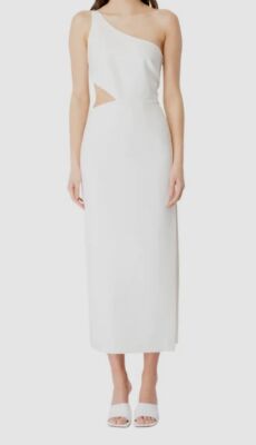 $119 Bardot Women's White Jenna One-Shoulder Cutout Midi Cocktail Dress Size XL