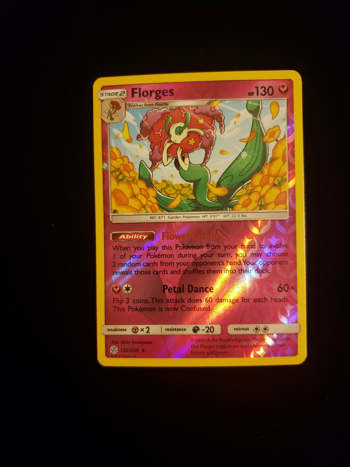 Pokemon Card-Florges 152/236- Reverse Holo Rare- Cosmic Eclipse 