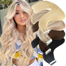 Tape In Hair Extensions Thick 100 Human Remi Hair Skin Weft 20/40/60Pieces Lady