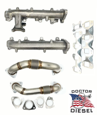 HIGH FLOW Exhaust Manifold & Up Pipes For 17-25 Chevy GMC 6.6 Duramax Diesel L5P