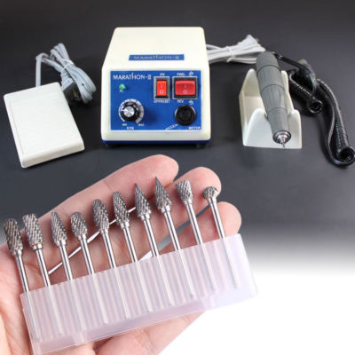 Lab Marathon Micromotor Polisher Machine 35K RPM Handpiece with 10 Drills Burs
