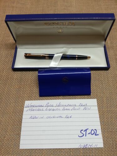Waterman Paris Hemisphere Blue Marble Lacquer Ball Point Pen Original Box