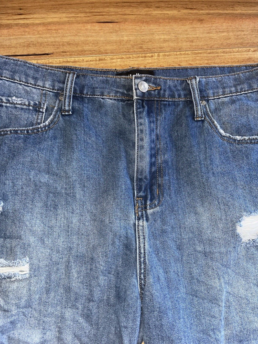 Dotti High-Waisted Cut-Off Longer Destressed Denim shorts With Raw Hem size 16 - Picture 5 of 8