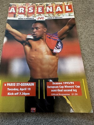 Ticket De Match Vintage - PSG Vs ARSENAL - Coupe D'Europe C2 - Saison 1993/94