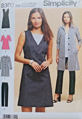 SIMPLICITY 8302 SIZES 20W-28W COAT DRESS TUNIC SLIM PANTS UC/FF
