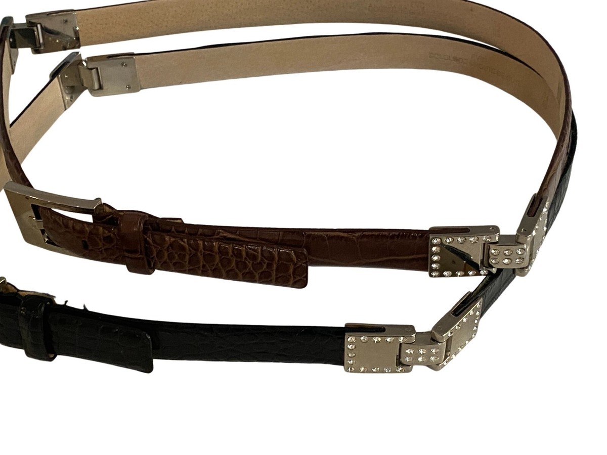 LEATHER CUIR DE VACHETTE BROWN Belt Croute De Cuir Vachette Vintage French Leather Belt Reptile  main image 3