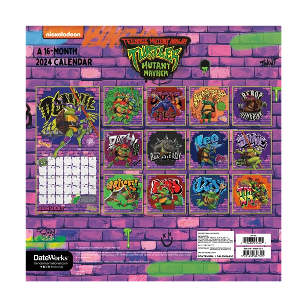 TMNT Mutant Mayhem 2024 Wall Calendar