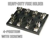 FUSE BLOCK FUSE HOLDER, 4-POSITION, GLASS FUSES (i.e. 3A, ABC, AGC) WITH SCREWS