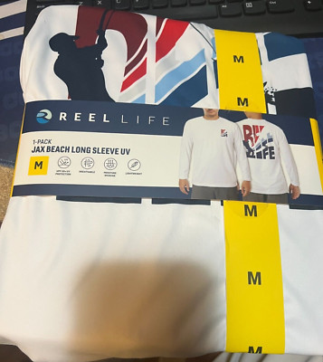 Reel Life--UV Shirt-Mens Medium--White Long Sleeve---Jax Beach
