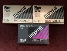 Lot Of 3 Maxell TC-30 VHS-C HGX Gold 20 Camcorder Tapes Cassettes NEW SEALED
