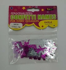 Personalized Name Confetti Kayla Pink & Silver Birthday Party Crafts