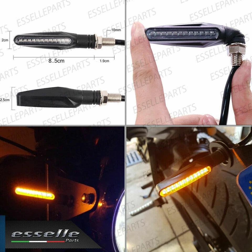 COPPIA FRECCE LED MOTO 12 LED SUZUKI INDICATORE DIREZIONE PROGRESSIVE - Immagine 3 di 4