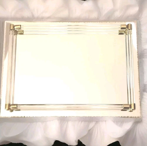 RARE NOS Vtg Le Jardin Max Factor Romantic Reflections Mirrored Vanity Tray