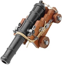 Denix British Naval Cannon 11" 2 lb barril de metal negro madera 22-407 DX407 407