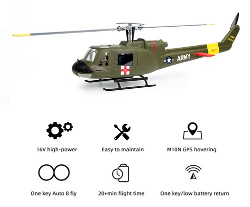 FlyWing UH1 V4 RC Hubschrauber M10 GPS H1 Flugregler Höhenhaltung EU - Bild 3 von 16