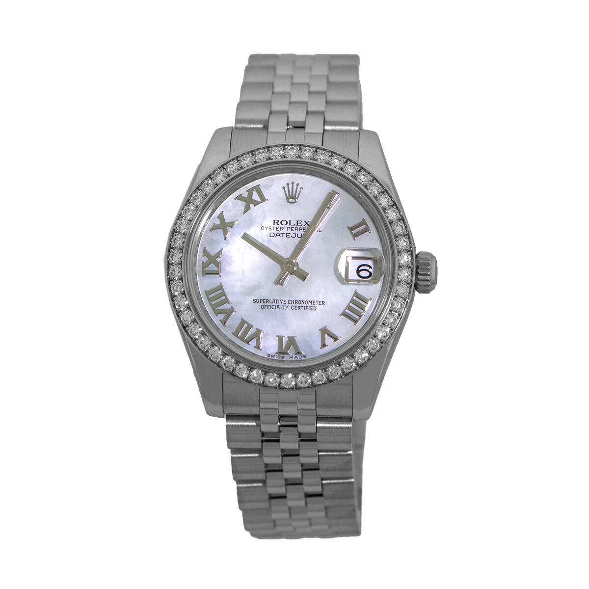 ROLEX Lunetta diamantata di fabbrica acciaio inox Datejust 31 mm 178384 garanzia 2014