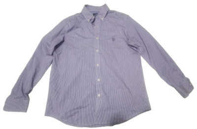 Chaps Mens Long Sleeve Button Up Size Large Blue Collared(Has Small Stain)
