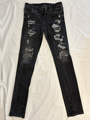 Slim Jeans Black Ripped Jeans American Eagle Mens EUC American