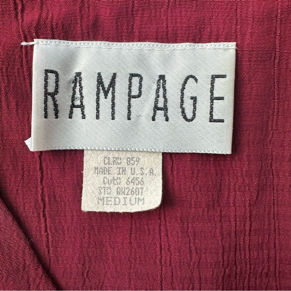 Vintage Rampage two piece set skirt blouse button up size medium red maroon image 4