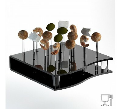 E-677 FFO Espositore multiuso in plexiglass nero per finger food - Foto 1 di 1