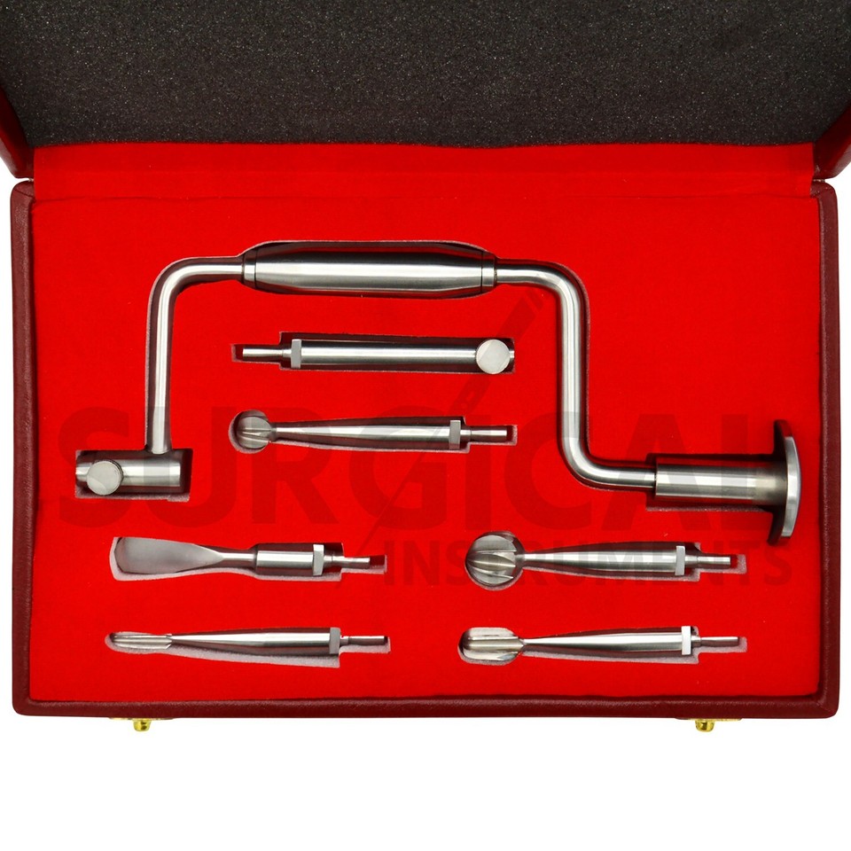 7 Pcs Hudson Hand Drill Brace Set With FREE Case Orthopedic Instrument ...