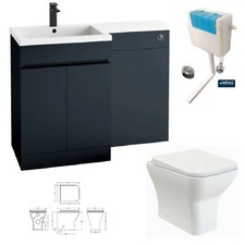 Image of Vanity Unit Sink Basin Toilet Combined Furniture RH LH Hand 1100mm L Shape WC