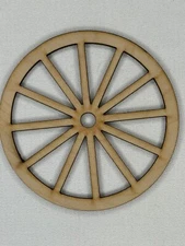 Custom Laser Cut Unfinished 12 Spoke Wagon Wheel Shape Wood Craft Cutout