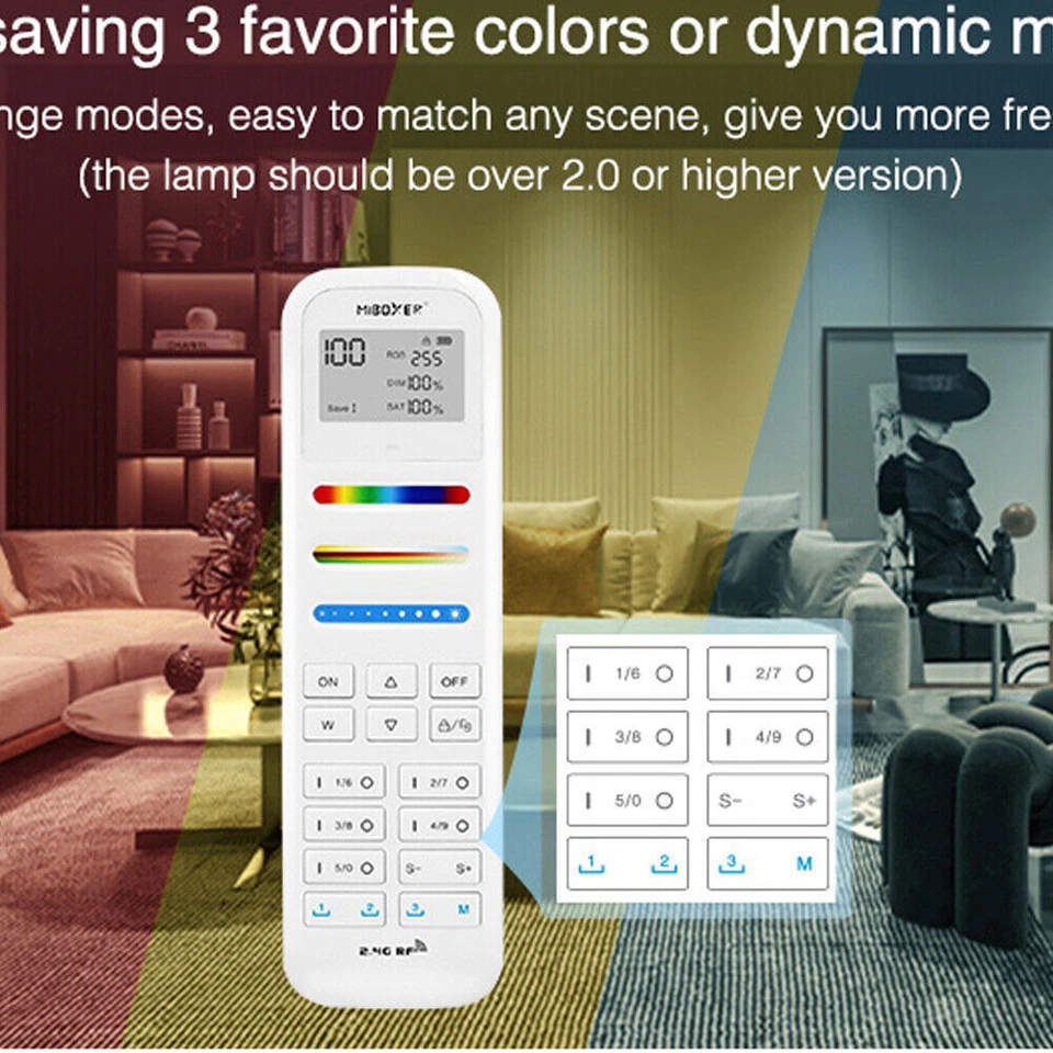 Miboxer FUT100 100 Zones 2.4G RF Remote For Milight led strip controller bulb - Image 4 of 4